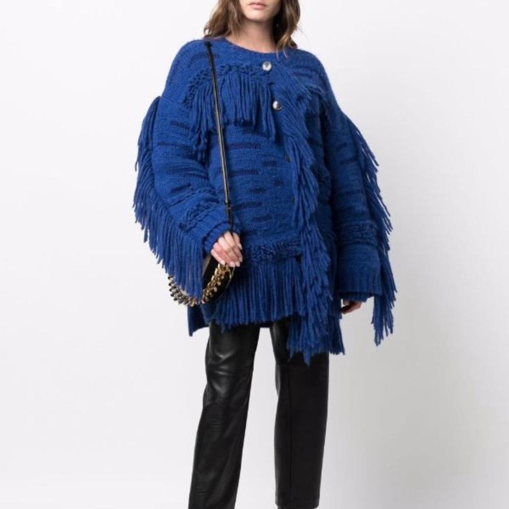 Stella McCartney Airy Alpaca Texture Knit Jumper Jewel Blue MSRP $1795